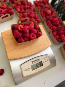 Framboise pesées à la main